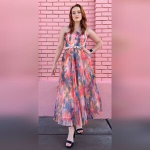 Hutch Vibrant Multicolor Layered Belted Dress